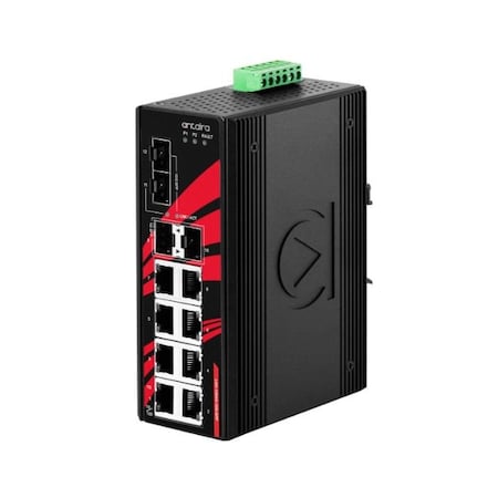 Antaira 12-Port Industrial Gigabit Unmanaged Ethernet Switch LNX-1204G-10G-SFP